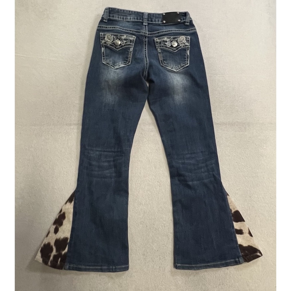Wired Heart Jeans Women's Size 14 Medium Wash Embellished Bootcut Cow Print